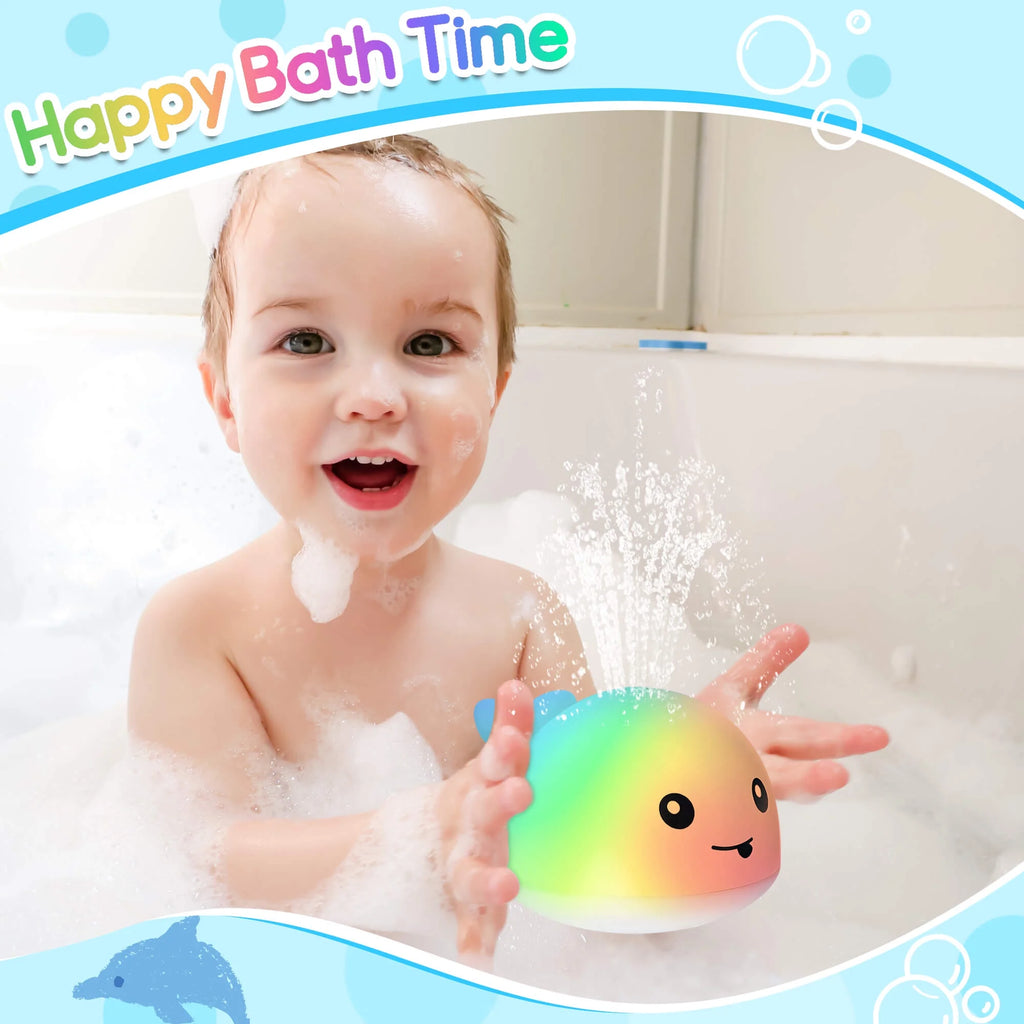 Baby Bath Toys, Whale Light up Fountain Bath Toy, Birthday Gift for Baby Toddler 6 Months and Older, Unisex