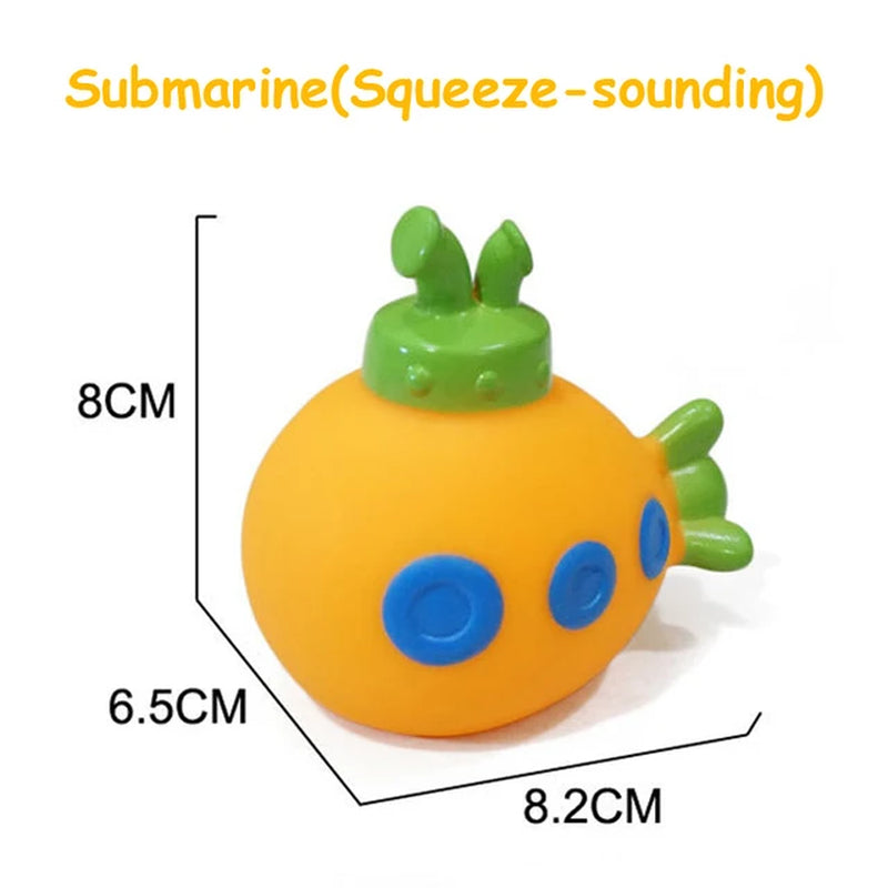 Bath Toy Swimming Water Toys Cartoon Soft Rubber Car Boat Plane Float Squeeze Sound Water Spray Kids Water Play Toys Gifts