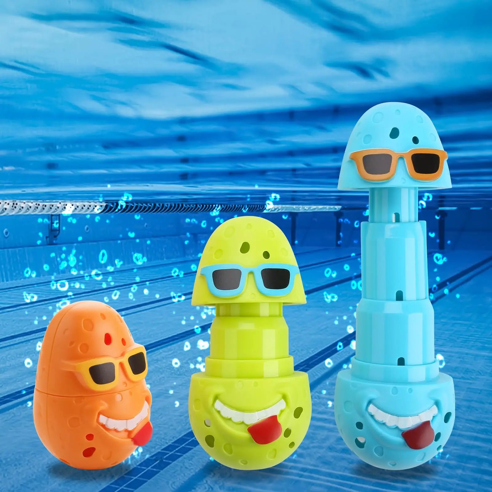 3Pcs Clown Egges Pool Diving Toys Cute Egg Diving Sticks Swimming Pool Dive Toys for Kids Summer Diving Pool Toys Water Toys