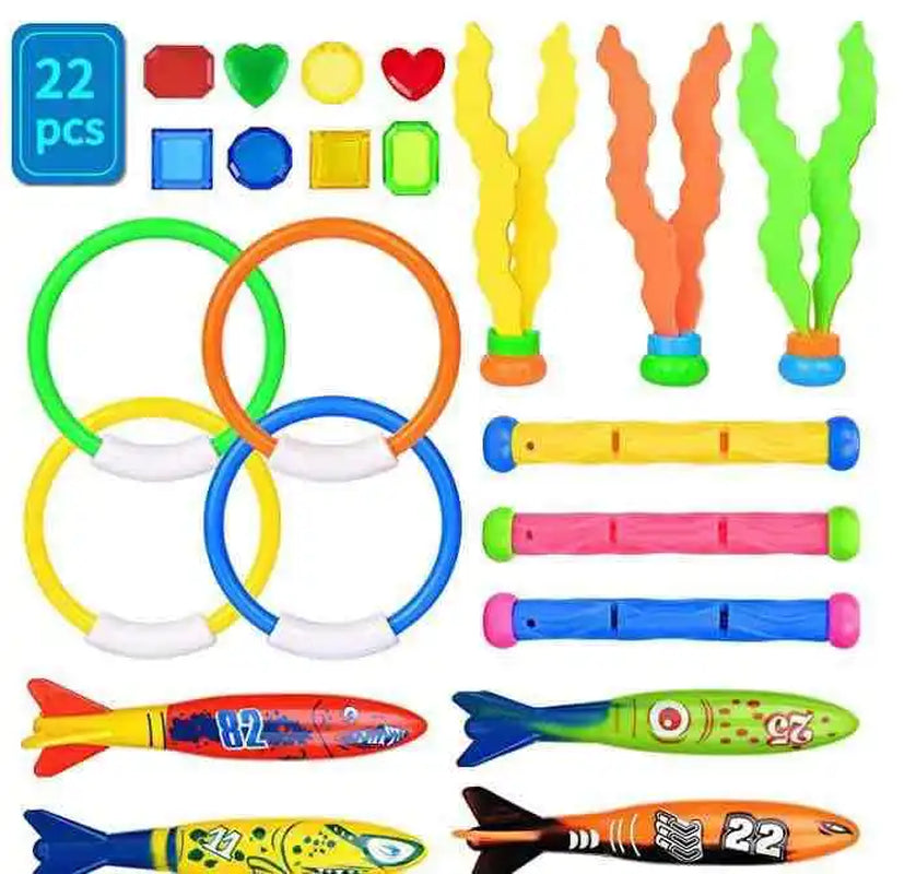 Diving Toys Set Swimming Pool Toys for Kids Diving Sticks Diving Rings Pirate Treasures Fish Toys Octopus Water Swim Bath Toys