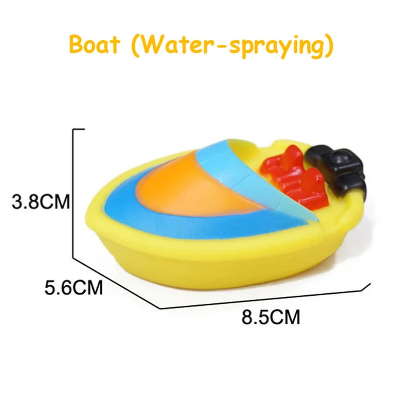 Bath Toy Swimming Water Toys Cartoon Soft Rubber Car Boat Plane Float Squeeze Sound Water Spray Kids Water Play Toys Gifts