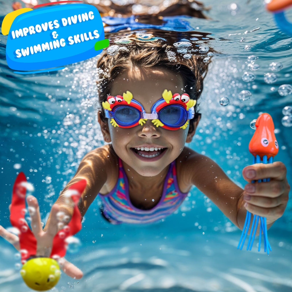 35 Pcs Pool Toys Set with LED Pool Light Cubes & Water Toys Swim Learning