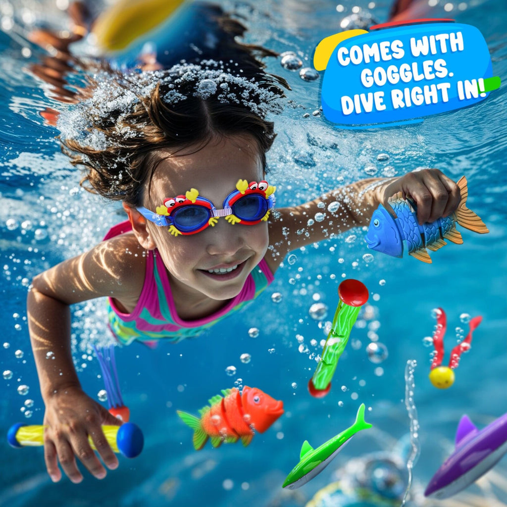 35 Pcs Pool Toys Set with LED Pool Light Cubes & Water Toys Swim Learning