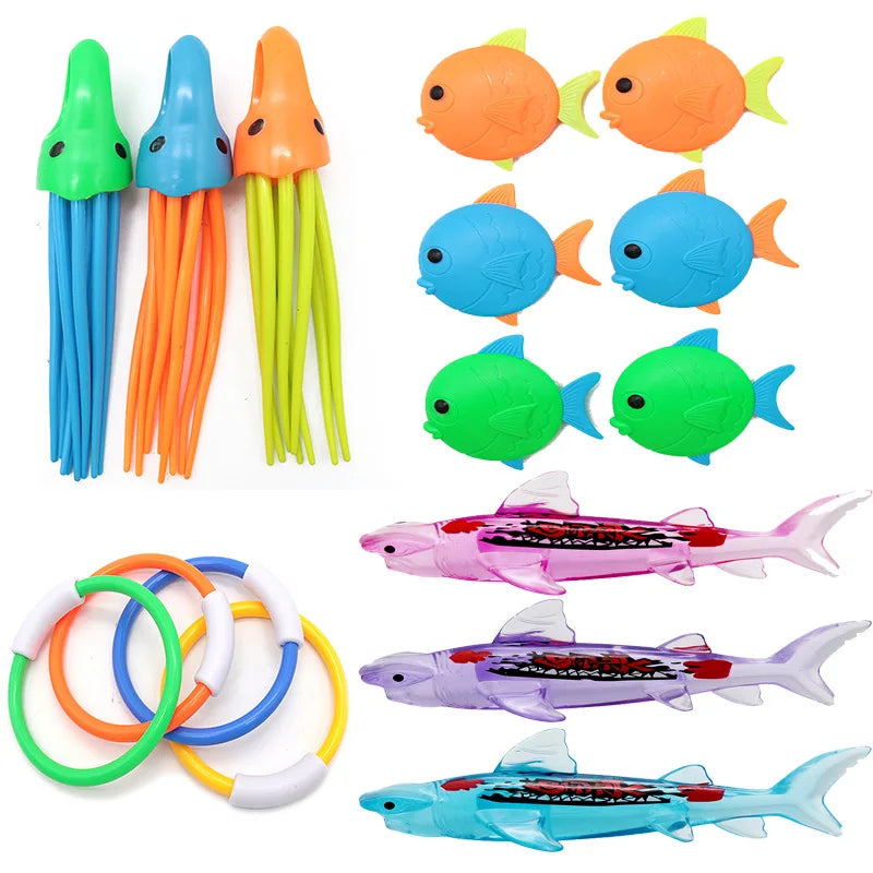Diving Toys Set Swimming Pool Toys for Kids Diving Sticks Diving Rings Pirate Treasures Fish Toys Octopus Water Swim Bath Toys