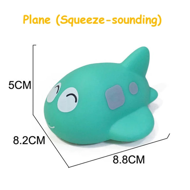 Bath Toy Swimming Water Toys Cartoon Soft Rubber Car Boat Plane Float Squeeze Sound Water Spray Kids Water Play Toys Gifts