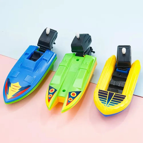 1Pc Speed Boat Clockwork Toys Ship Wind up Toy Float in Water Kids Toys Classic Bathtub Shower Bath Toy for Children Boys Toys