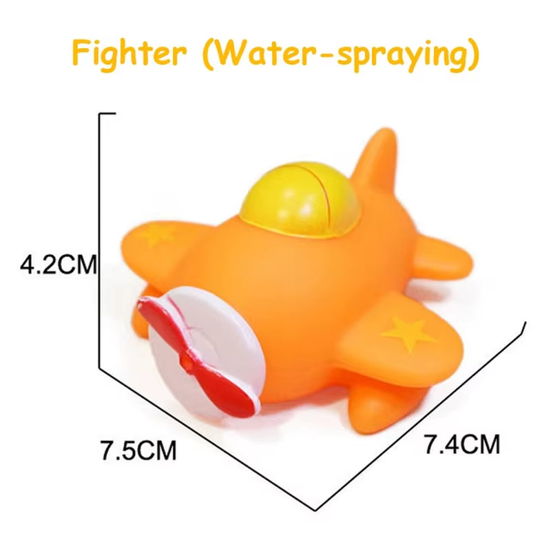 Bath Toy Swimming Water Toys Cartoon Soft Rubber Car Boat Plane Float Squeeze Sound Water Spray Kids Water Play Toys Gifts