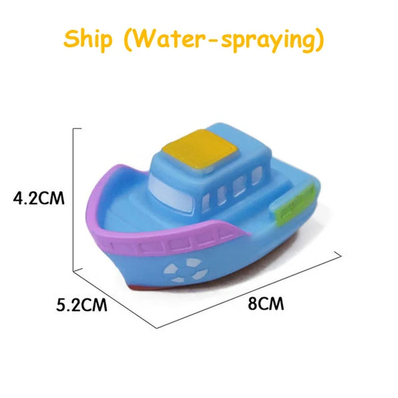 Bath Toy Swimming Water Toys Cartoon Soft Rubber Car Boat Plane Float Squeeze Sound Water Spray Kids Water Play Toys Gifts