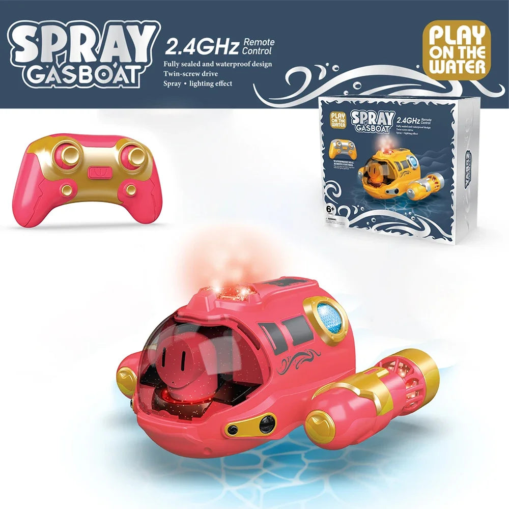 RC Submarine Spray Motorboat Boat 2.4G Remote Control Boats Waterproof Electric Machine Water Toys for Boys Children Kids Gifts