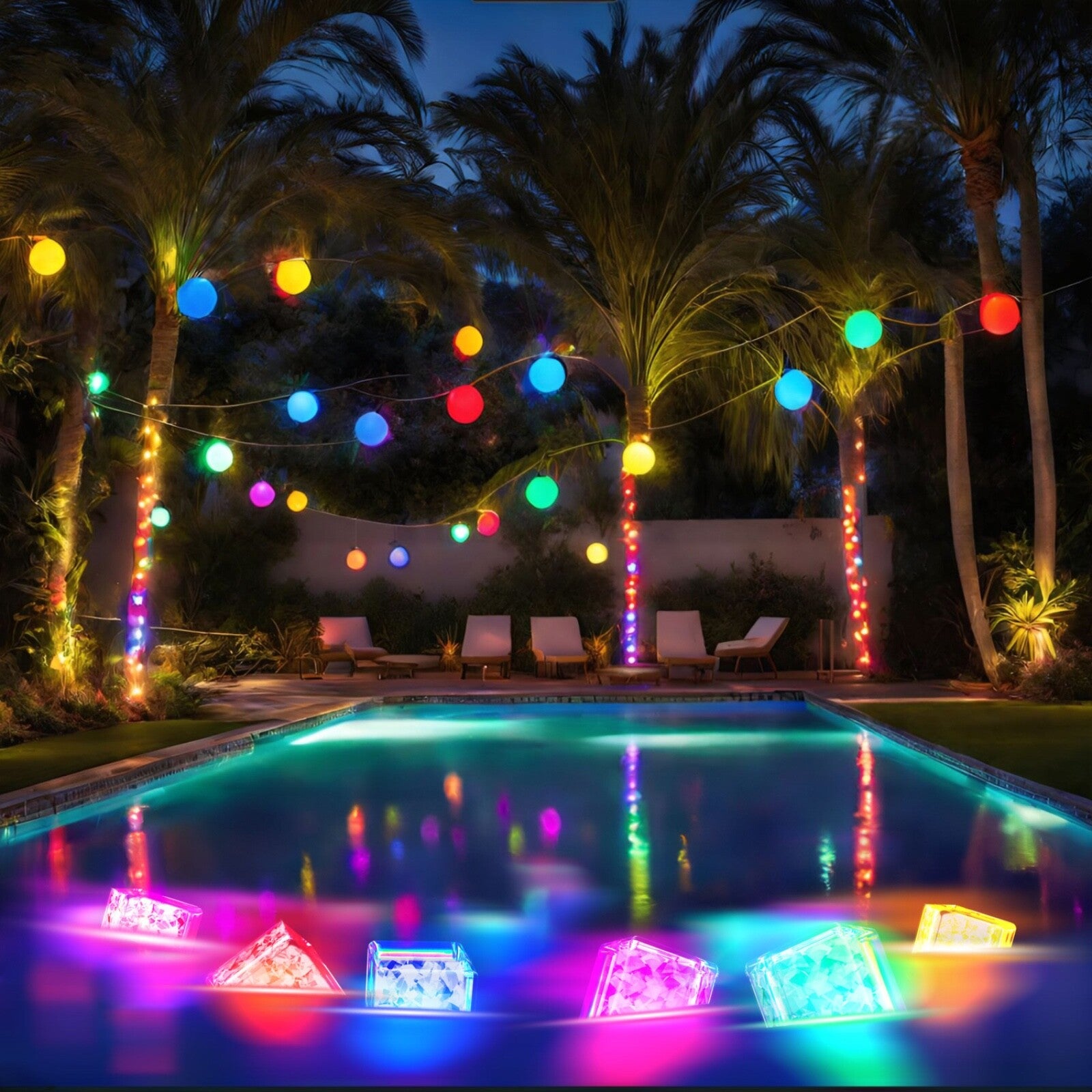 35 Pcs Pool Toys Set with LED Pool Light Cubes & Water Toys Swim Learning
