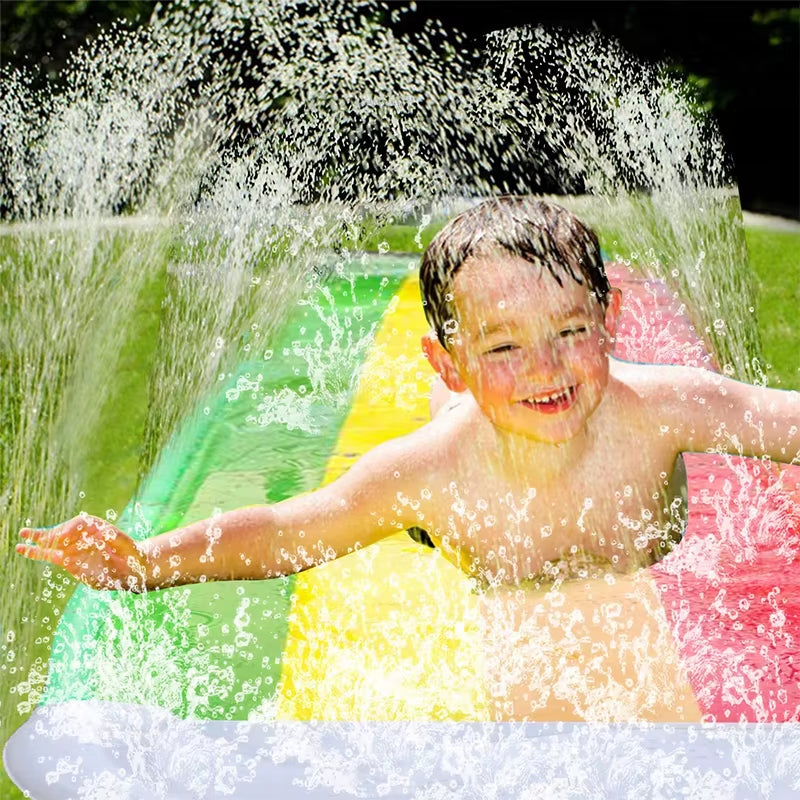 Inflatable Lawn Water Spray Slide Outdoor Kids Summer Inflatable Toys Sprinkle Water Game Backyard Pools Toys Water Splash Toys
