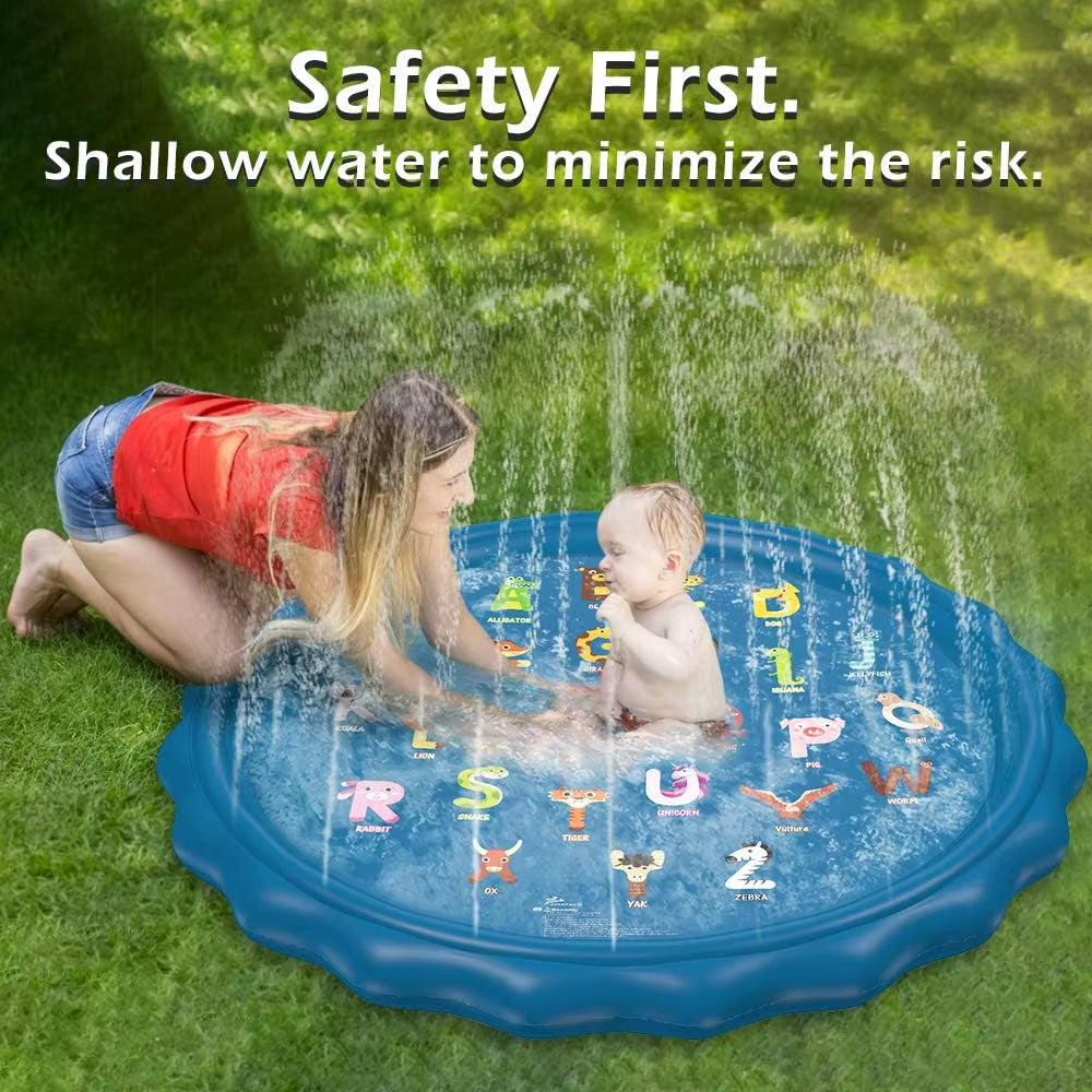 100CM Splash Pad Sprinkler for Kids Outdoor Water Toys Inflatable Splash Pad Children outside Backyard Dog Sprinkler Pool