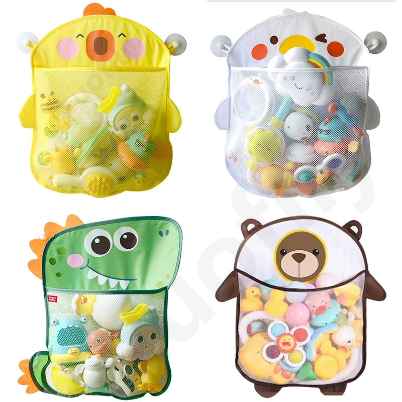 Baby Bath Toys Cute Duck Frog Mesh Net Toy Storage Bag Strong Suction Cups Bath Game Bag Bathroom Organizer Water Toys for Kids