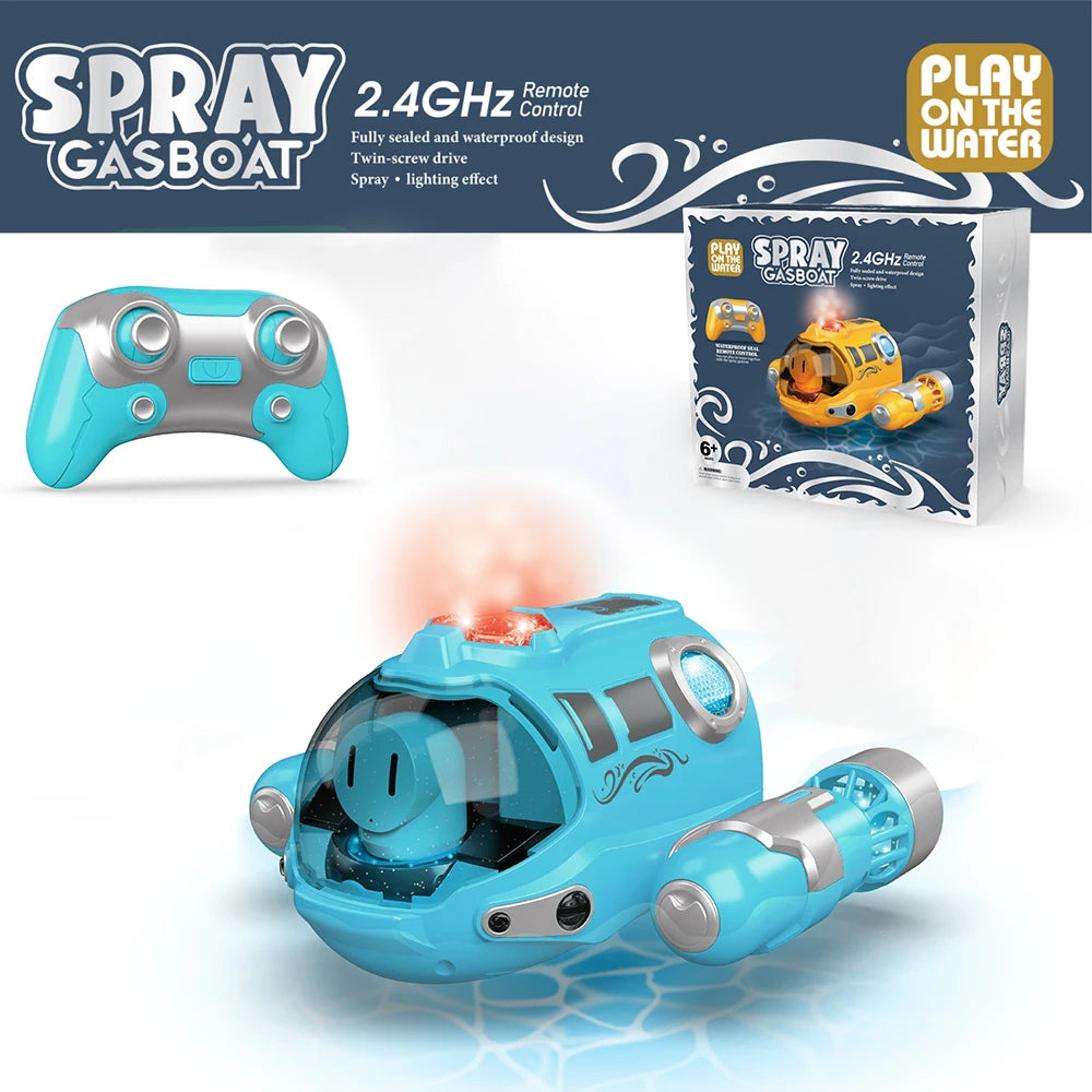 RC Submarine Spray Motorboat Boat 2.4G Remote Control Boats Waterproof Electric Machine Water Toys for Boys Children Kids Gifts