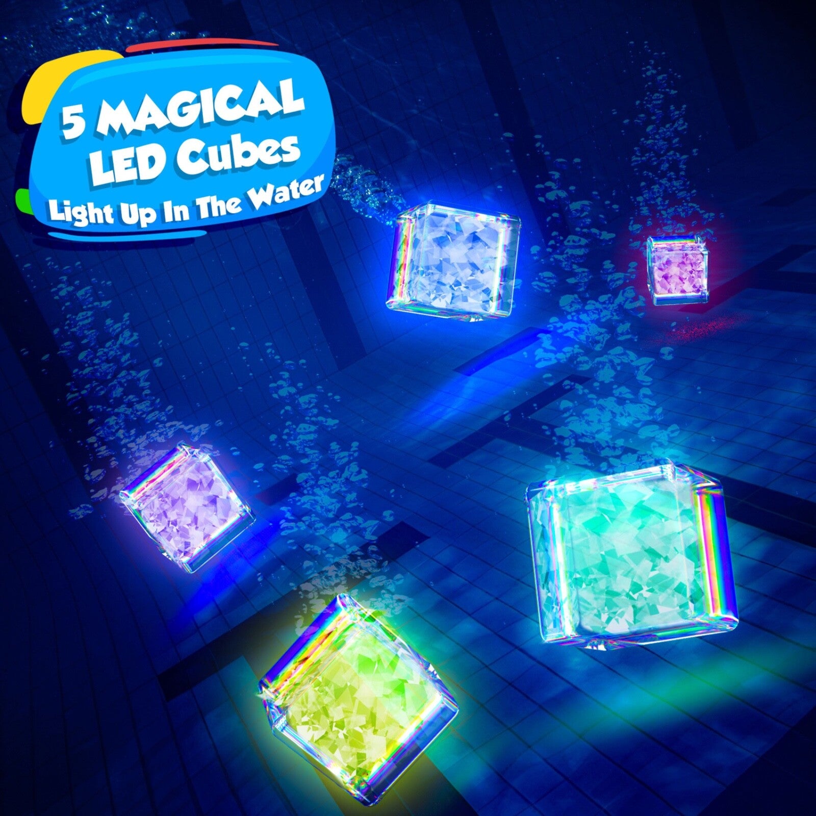 35 Pcs Pool Toys Set with LED Pool Light Cubes & Water Toys Swim Learning