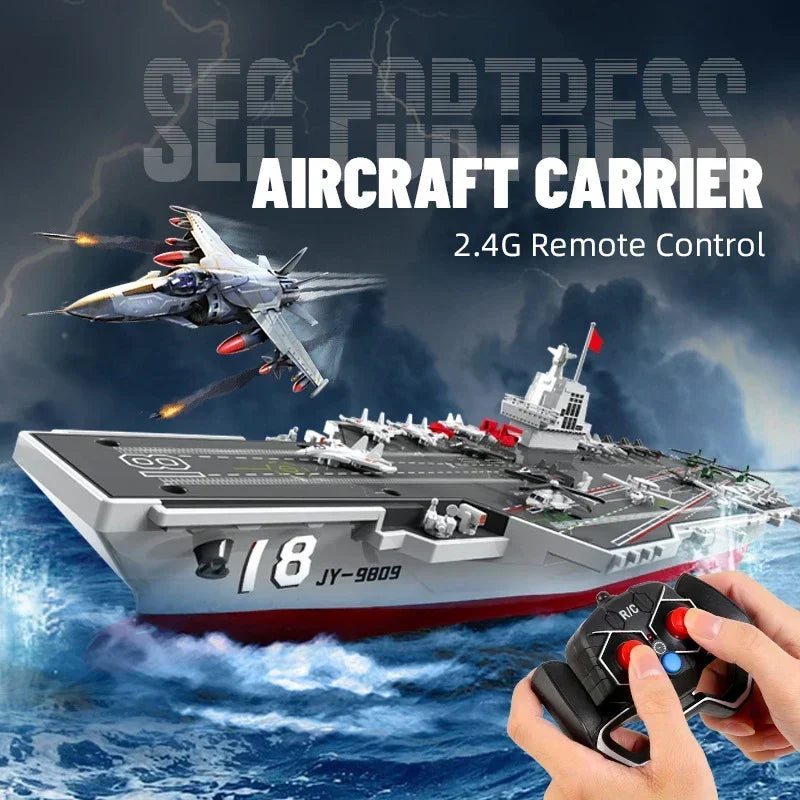 S19 Rc Boat Kids High-Speed Remote Control Boat 2.4G Remote Control Aircraft Carrier Warship Electric Water Toys Children Gift