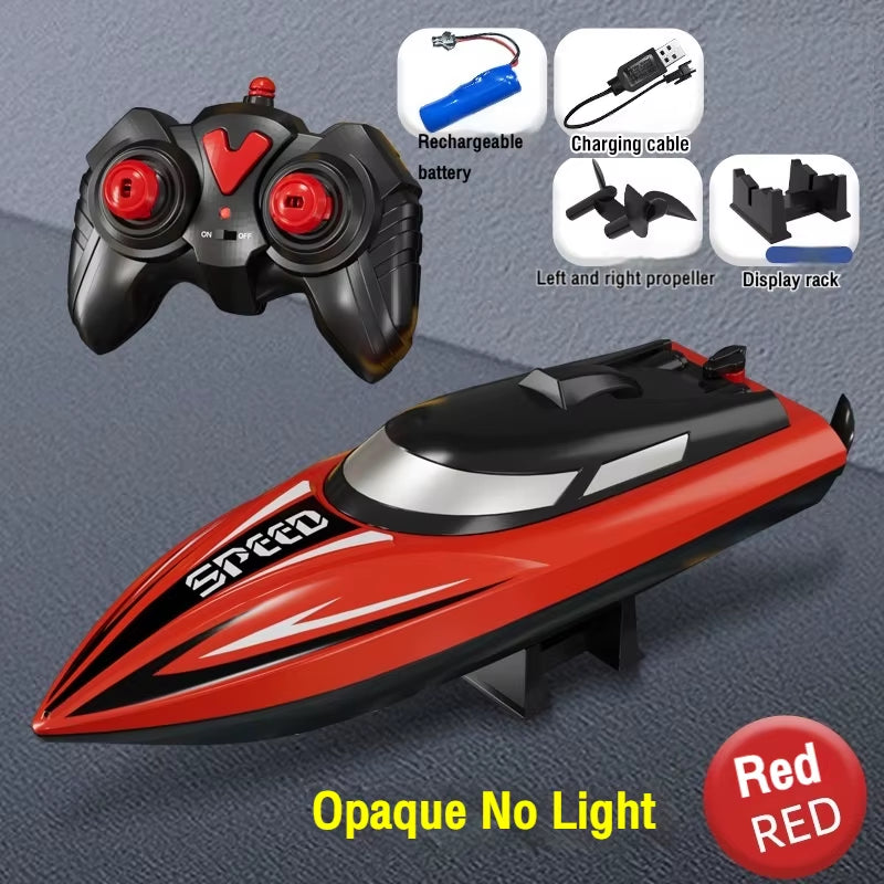 Rc Boat 2.4G High Speed Remote Control Racing Ship with Light Waterproof Rc Speedboat Water Toys for Pool Lake Children Gifts