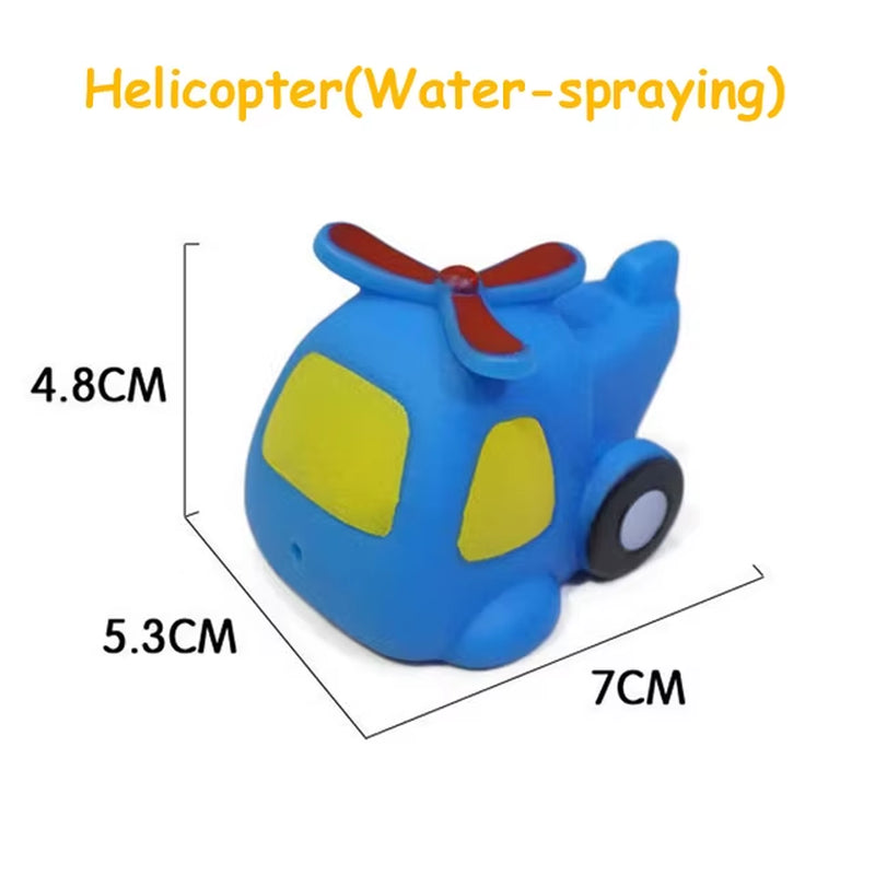 Bath Toy Swimming Water Toys Cartoon Soft Rubber Car Boat Plane Float Squeeze Sound Water Spray Kids Water Play Toys Gifts