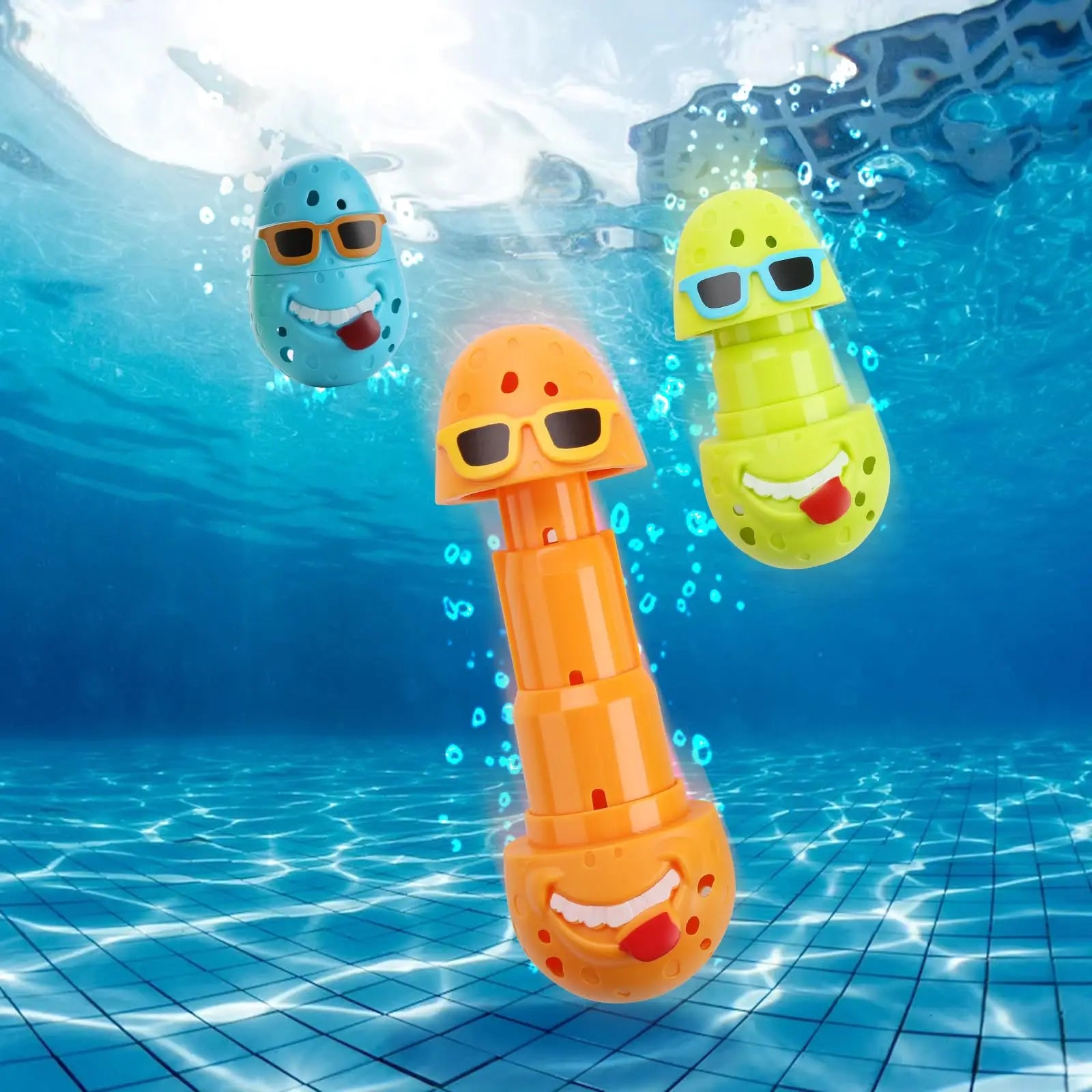 3Pcs Clown Egges Pool Diving Toys Cute Egg Diving Sticks Swimming Pool Dive Toys for Kids Summer Diving Pool Toys Water Toys