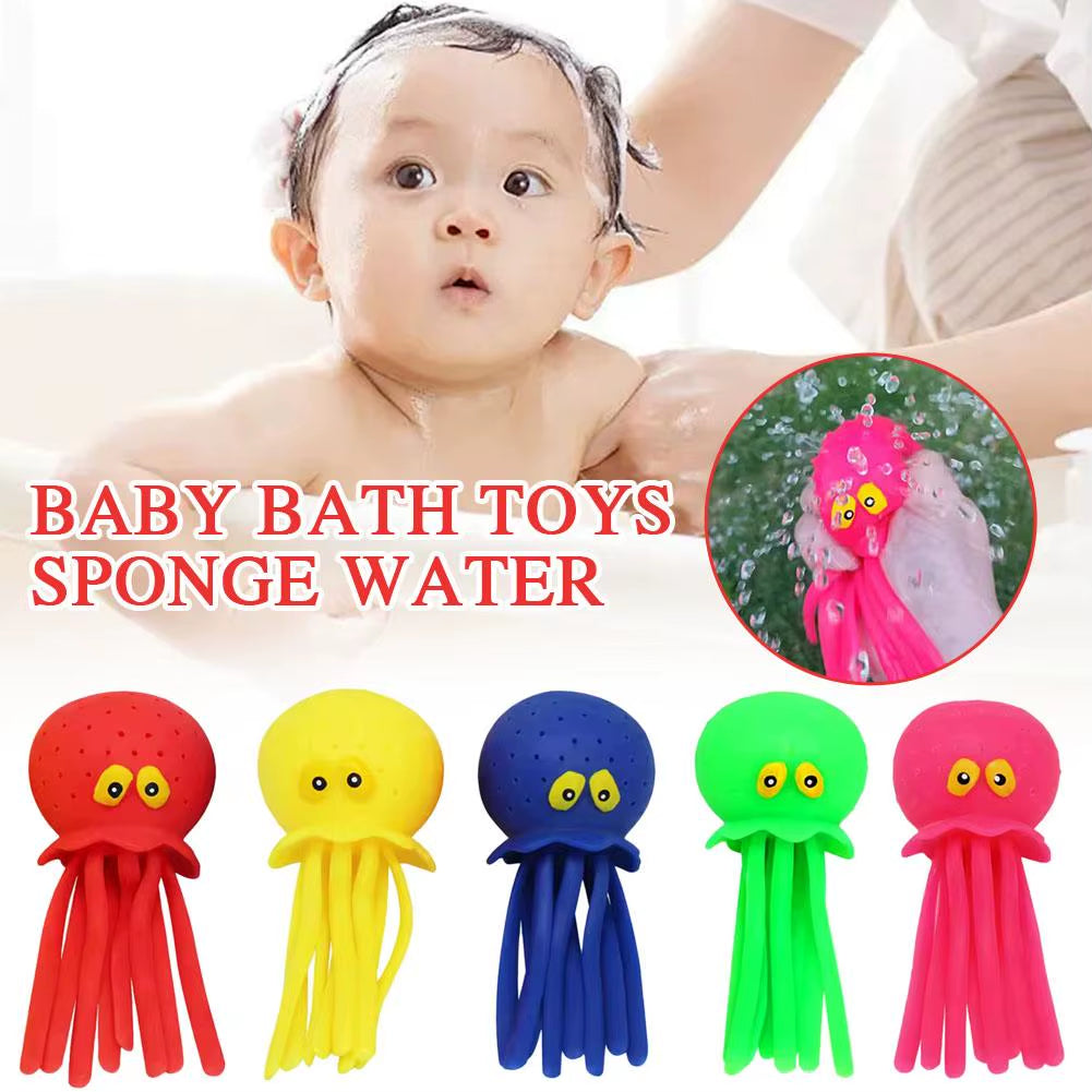Baby Bath Toys Sponge Water Absorbing Octopus Squeezing Stress Relief Toys Summer Swimming Play Water Bath Toy for Children