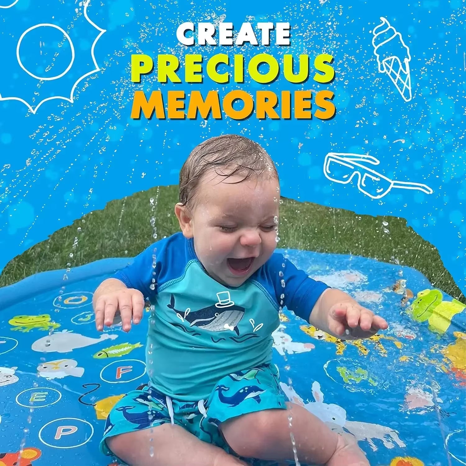 100CM Splash Pad Sprinkler for Kids Outdoor Water Toys Inflatable Splash Pad Children outside Backyard Dog Sprinkler Pool