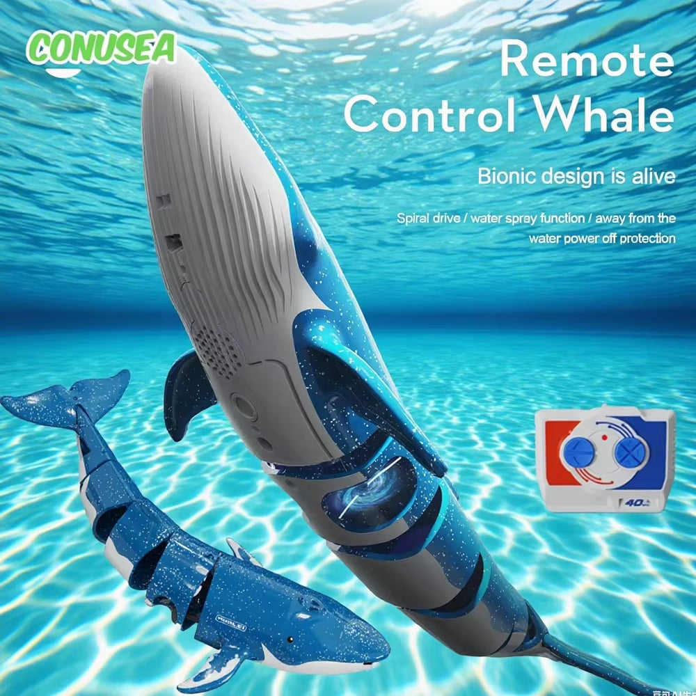Underwater RC Submarine Remote Control Whales Shark Submarines Boat Toy Ship Diving in Pools Lake Gift Water Toys for Children