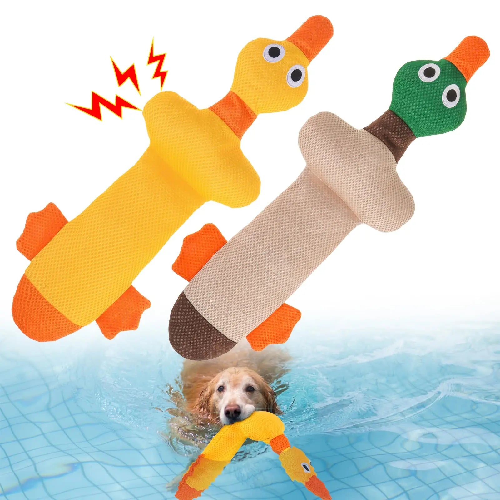 Floating Dog Water Pool Toys 2 Packs - Suitable for Medium/Large-Sized Dogs, Zizi Duck-Designed Pool Toys, Summer Dog Toys