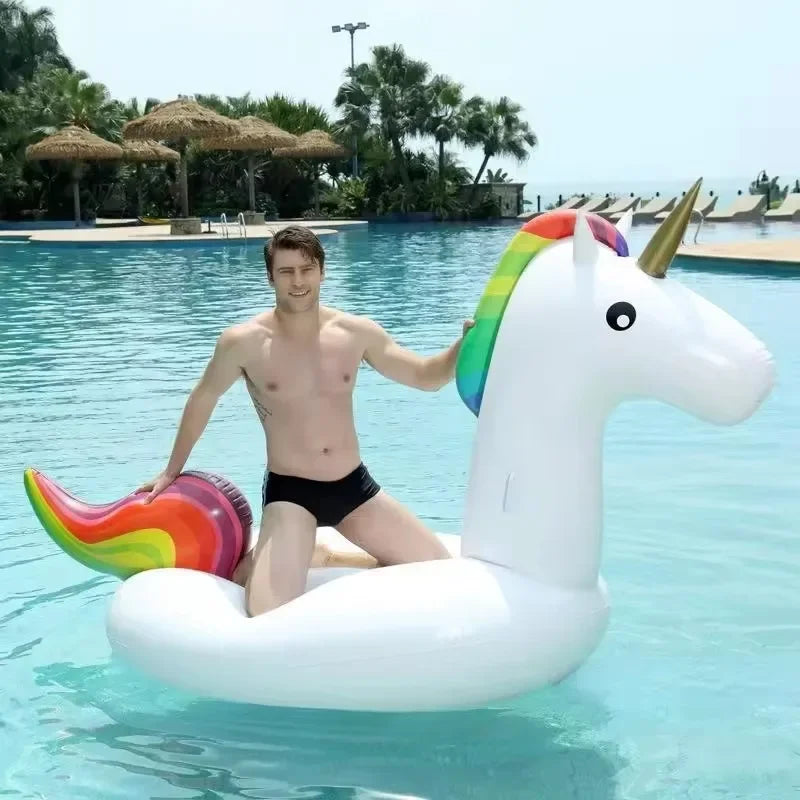Large Unicorn Inflatable Toys Summer Pool Swimming Ring PVC Thickened Air Beach Party Inflatable Water Toys for Kids Adults