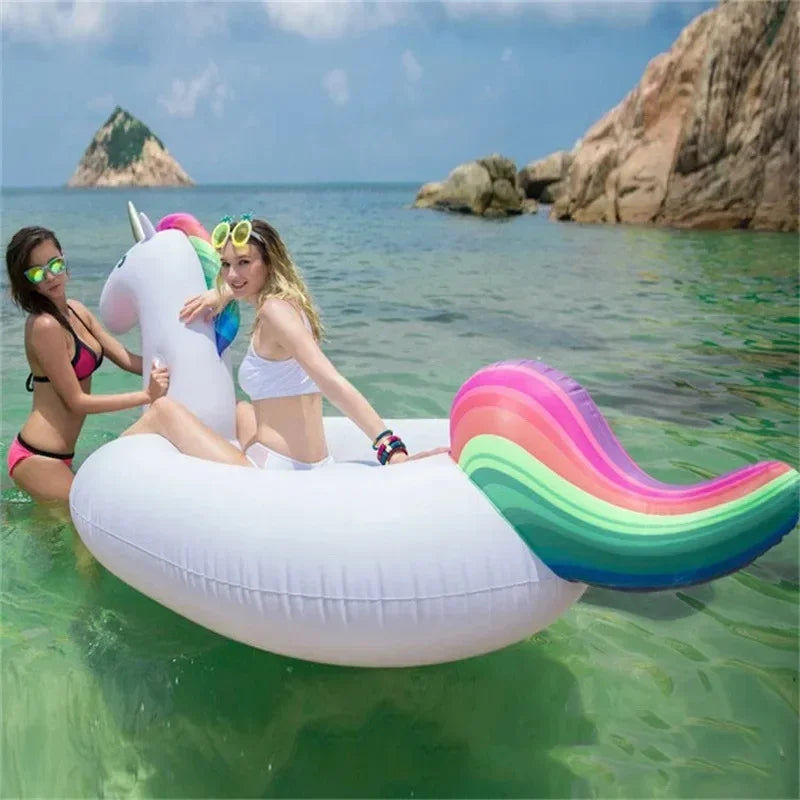 Large Unicorn Inflatable Toys Summer Pool Swimming Ring PVC Thickened Air Beach Party Inflatable Water Toys for Kids Adults