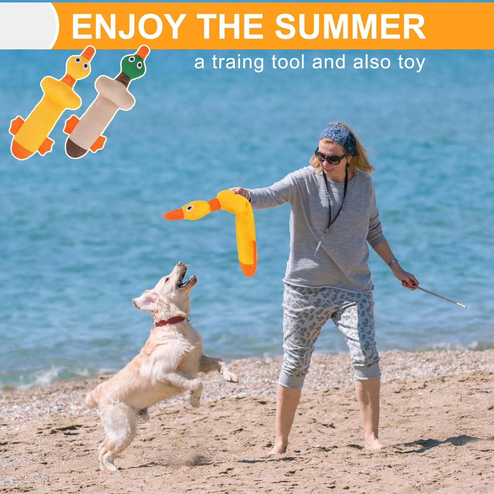 Floating Dog Water Pool Toys 2 Packs - Suitable for Medium/Large-Sized Dogs, Zizi Duck-Designed Pool Toys, Summer Dog Toys