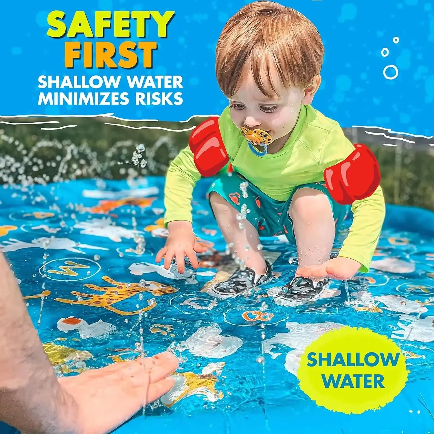 100CM Splash Pad Sprinkler for Kids Outdoor Water Toys Inflatable Splash Pad Children outside Backyard Dog Sprinkler Pool