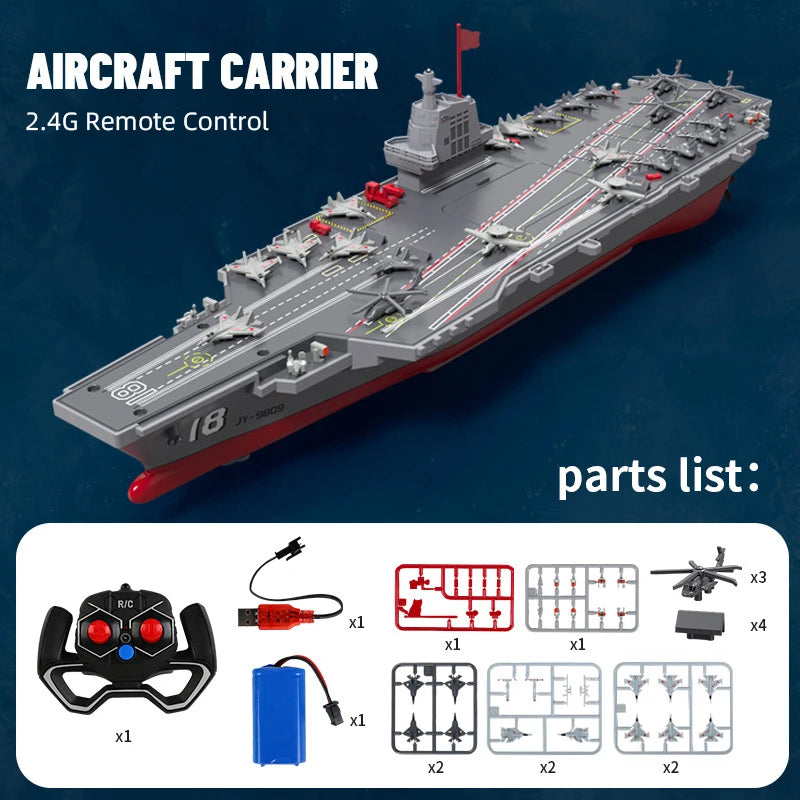 S19 Rc Boat Kids High-Speed Remote Control Boat 2.4G Remote Control Aircraft Carrier Warship Electric Water Toys Children Gift