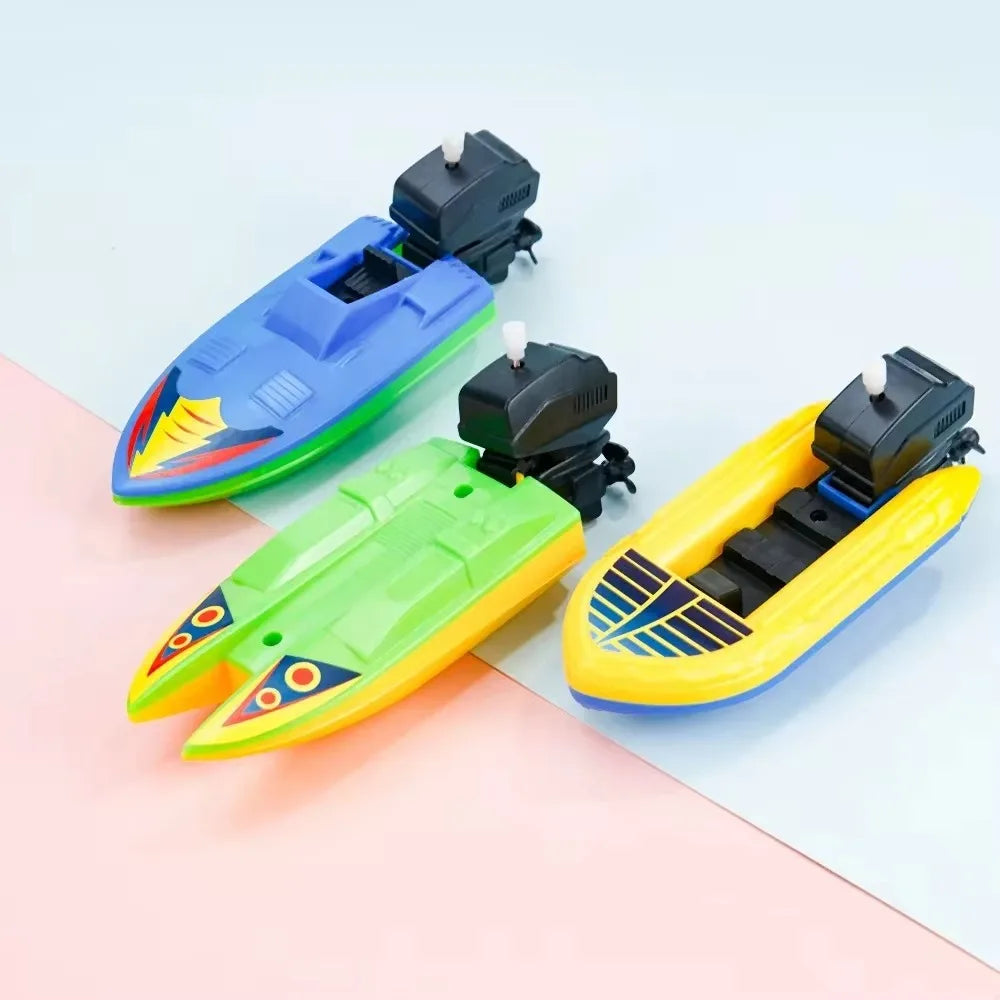 1Pc Speed Boat Clockwork Toys Ship Wind up Toy Float in Water Kids Toys Classic Bathtub Shower Bath Toy for Children Boys Toys
