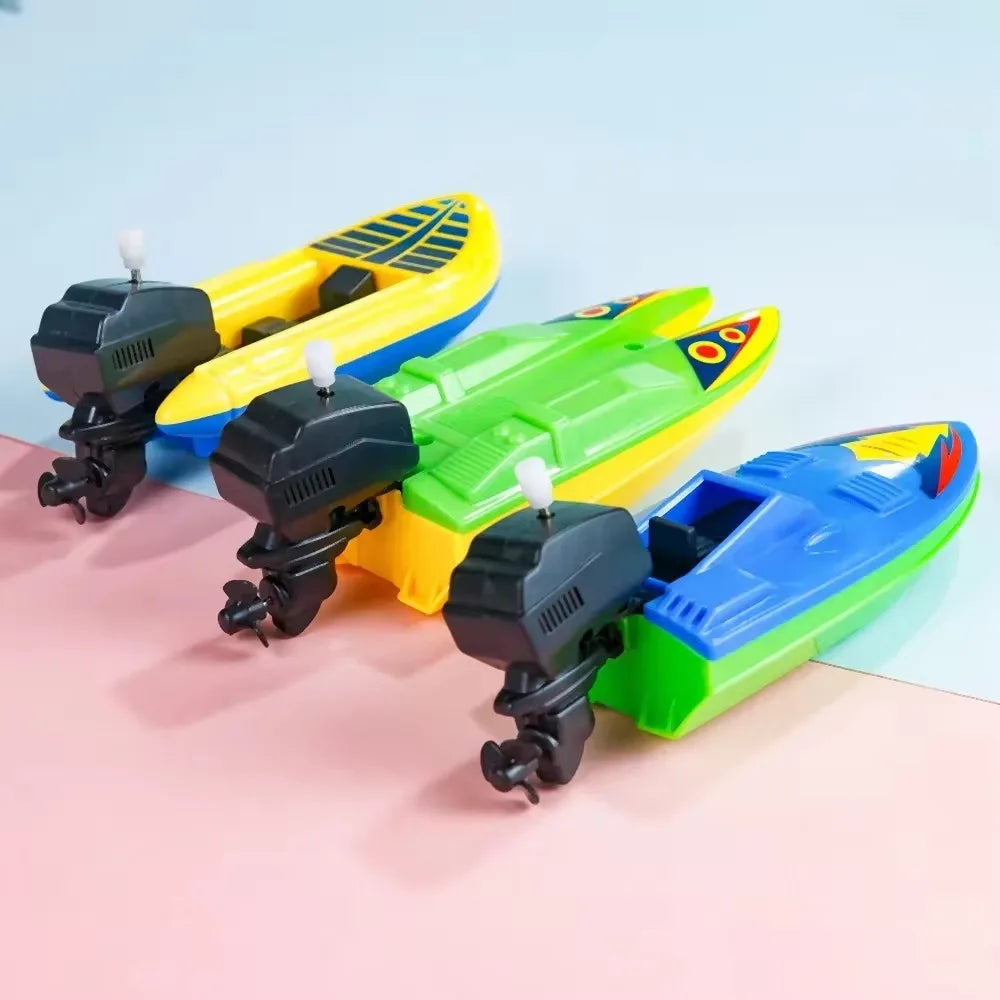 1Pc Speed Boat Clockwork Toys Ship Wind up Toy Float in Water Kids Toys Classic Bathtub Shower Bath Toy for Children Boys Toys