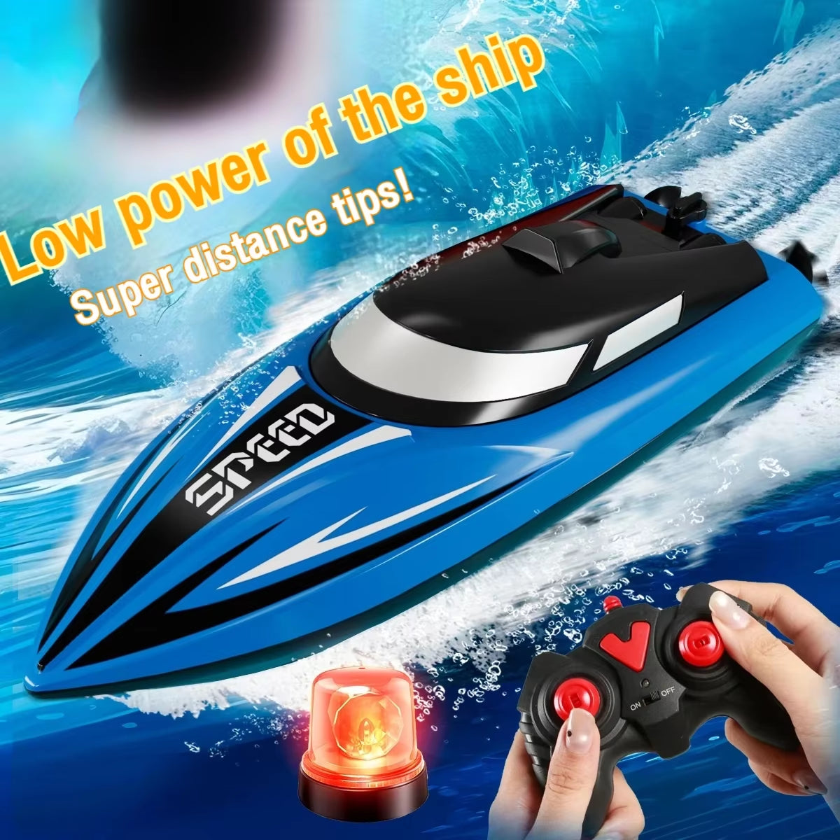 Rc Boat 2.4G High Speed Remote Control Racing Ship with Light Waterproof Rc Speedboat Water Toys for Pool Lake Children Gifts