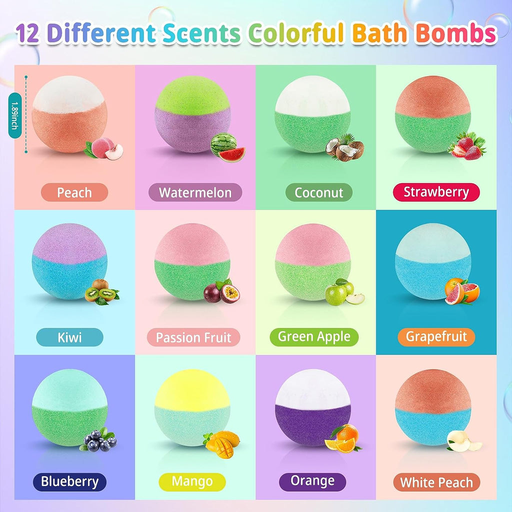 Bath Bombs for Kids with Surprise Inside, 24 Pack Kids Bath Bombs with Toys inside Gift Set, Kid Bubble Bath Fizzy for Girls Boys with Bath Toys