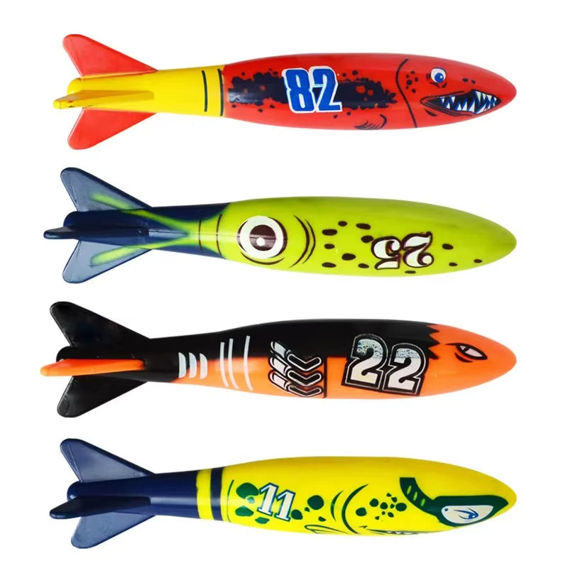 Summer Kids Diving Swimming Pool Throwing Toys Shark Fish Rocket Pool Toy Water Fun Pool Games Swim Summer Water Toys for Kids