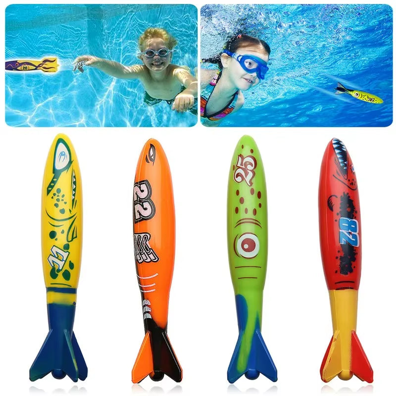 Summer Kids Diving Swimming Pool Throwing Toys Shark Fish Rocket Pool Toy Water Fun Pool Games Swim Summer Water Toys for Kids