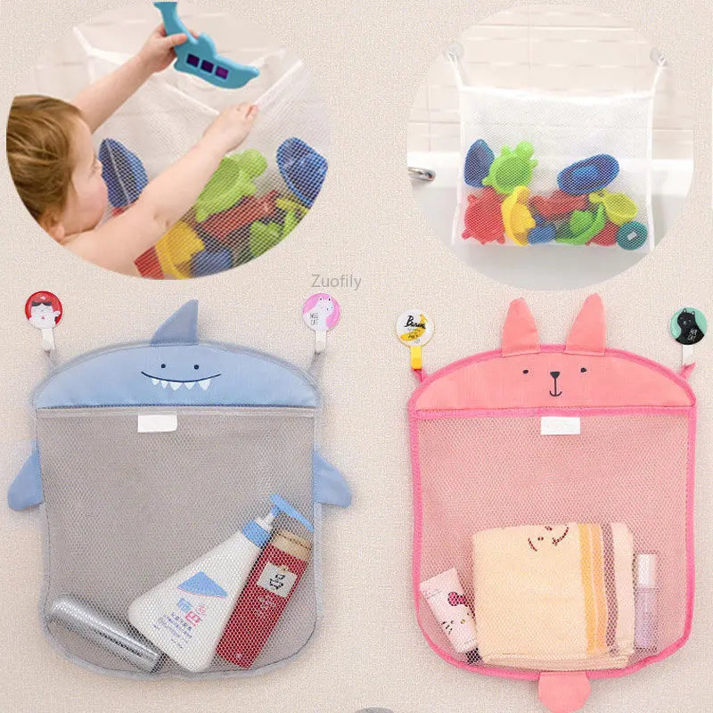 Baby Bath Toys Cute Duck Frog Mesh Net Toy Storage Bag Strong Suction Cups Bath Game Bag Bathroom Organizer Water Toys for Kids